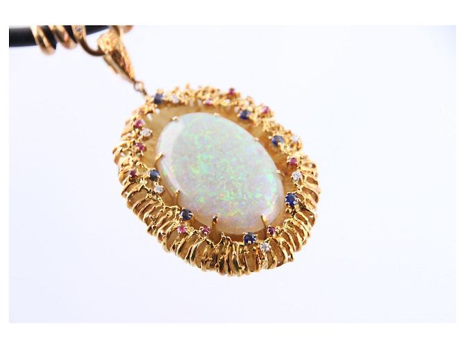 Autre Marque Yuzo Kiriyama Collana in Oro 18K Opale e Diamanti Bianco Rosso Blu D'oro - vista 5