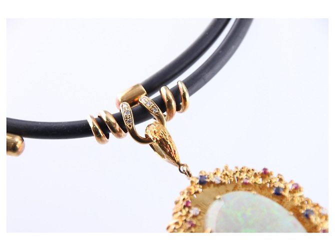 Autre Marque Yuzo Kiriyama Collana in Oro 18K Opale e Diamanti Bianco Rosso Blu D'oro - vista 6