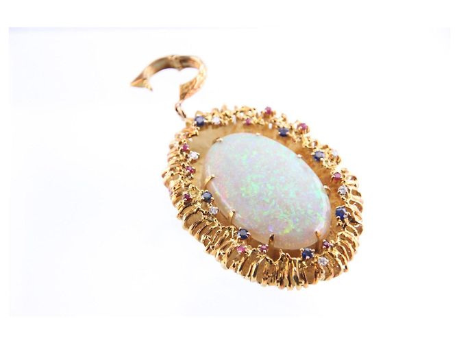 Autre Marque Yuzo Kiriyama Collana in Oro 18K Opale e Diamanti Bianco Rosso Blu D'oro - vista 9