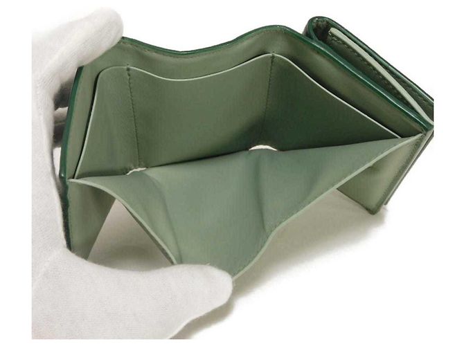 Carteira de três dobras Tiny New Sage Bicolor da Bottega Veneta Verde - vista 10