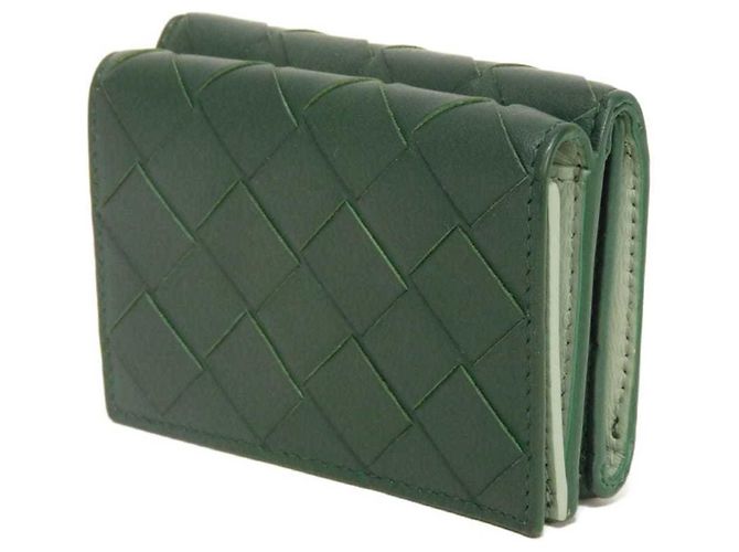 Carteira de três dobras Tiny New Sage Bicolor da Bottega Veneta Verde - vista 2