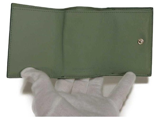 Carteira de três dobras Tiny New Sage Bicolor da Bottega Veneta Verde - vista 5