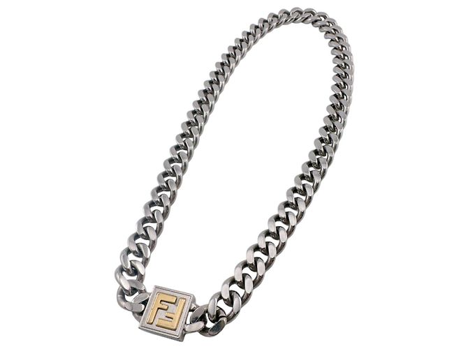 Fendi Silberne Cuban Link Choker-Halskette - Ansicht 2