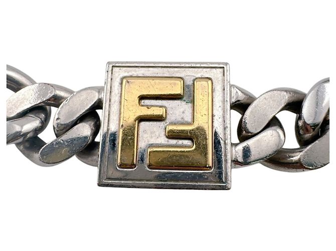 Fendi Silberne Cuban Link Choker-Halskette - Ansicht 4