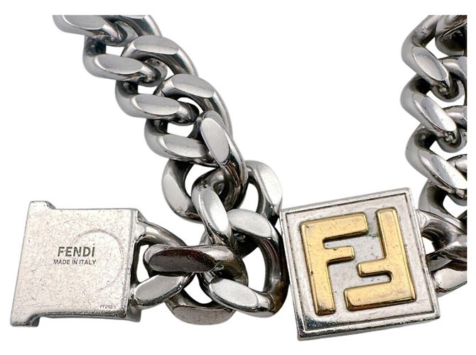 Fendi Silberne Cuban Link Choker-Halskette - Ansicht 6