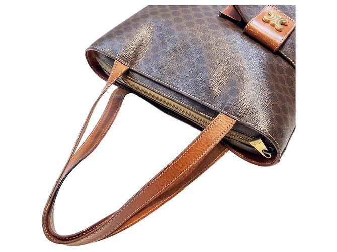 Céline Celine Brown Leather and PVC Tote Bag - view 6