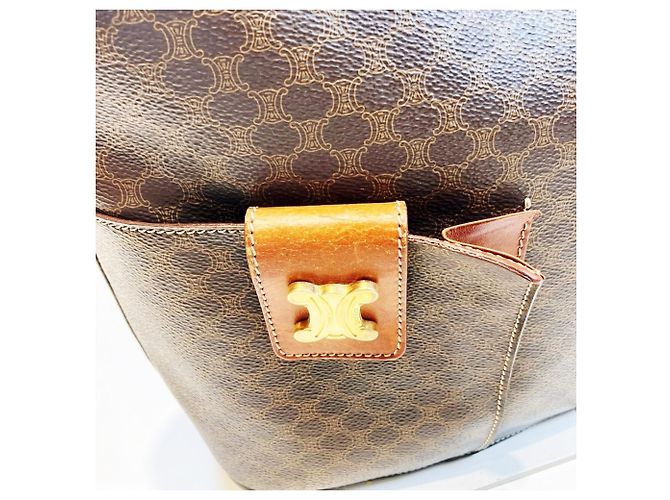 Céline Celine Brown Leather and PVC Tote Bag - view 8