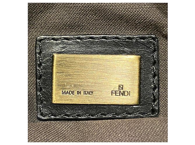 Borsa a Spalla Fendi Zucca Canvas Nero - vista 4