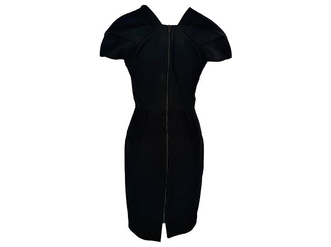 Vestido midi de cuello cuadrado Roland Mouret en algodón negro - vista 2