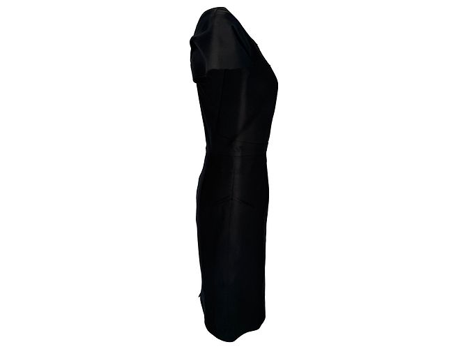 Vestido midi de cuello cuadrado Roland Mouret en algodón negro - vista 3