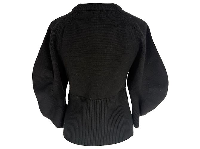 Suéter de malha canelada Chloé em lã preta Preto - vista 2
