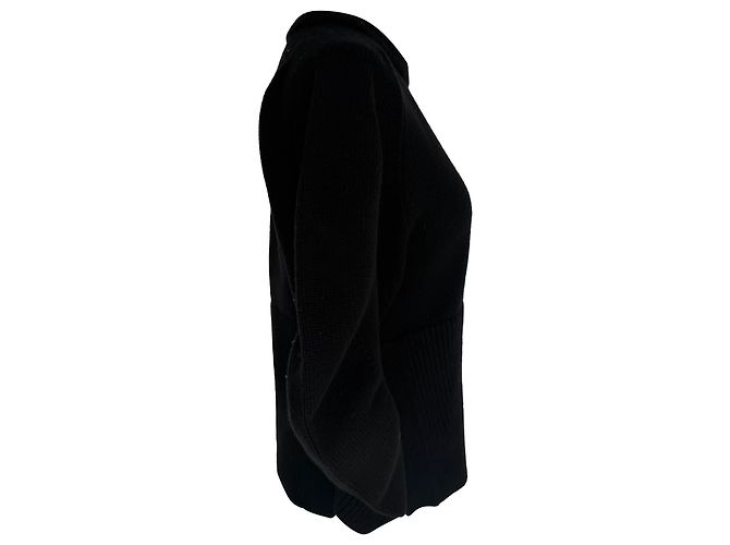 Suéter de malha canelada Chloé em lã preta Preto - vista 3