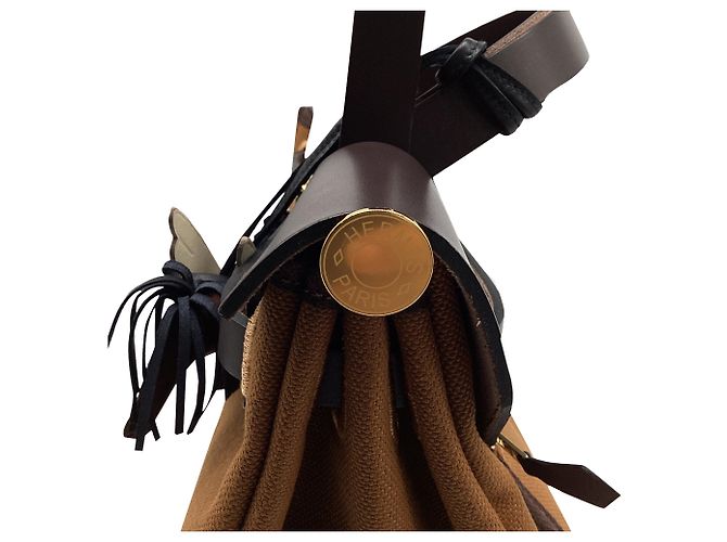 Bolso Hermès Herbag Zip 31 Pocket en lona marrón Impresión de pitón - vista 16