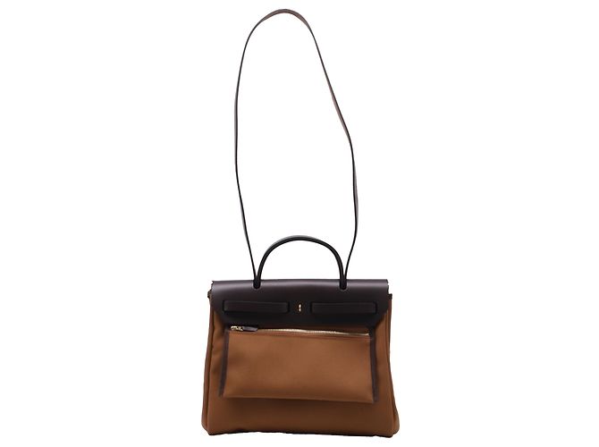 Bolso Hermès Herbag Zip 31 Pocket en lona marrón Impresión de pitón - vista 19