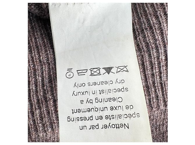 Lanvin Kurzarm Strickoberteil mit Rundhalsausschnitt aus brauner Wolle - Ansicht 7