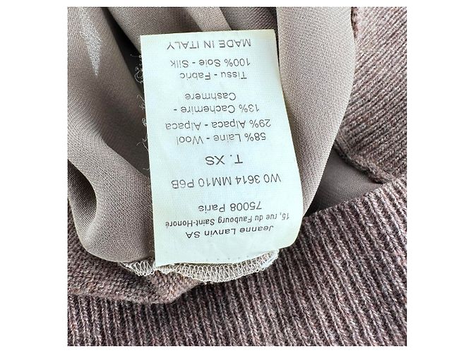 Lanvin Kurzarm Strickoberteil mit Rundhalsausschnitt aus brauner Wolle - Ansicht 8