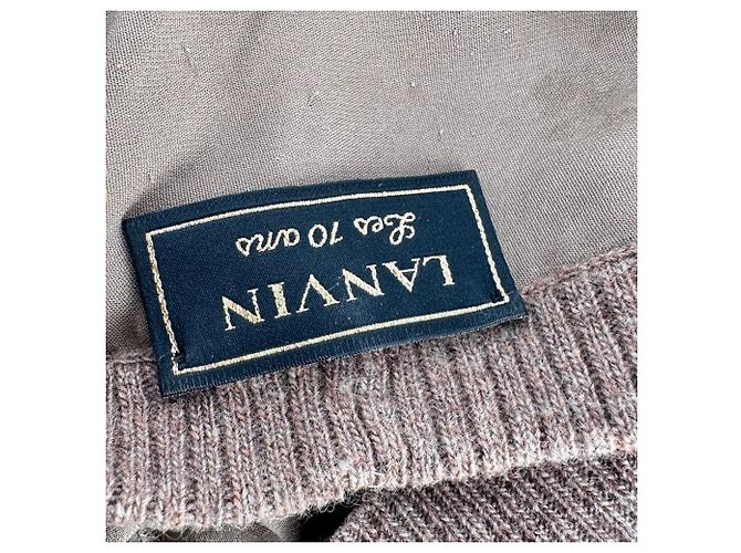 Lanvin Kurzarm Strickoberteil mit Rundhalsausschnitt aus brauner Wolle - Ansicht 9