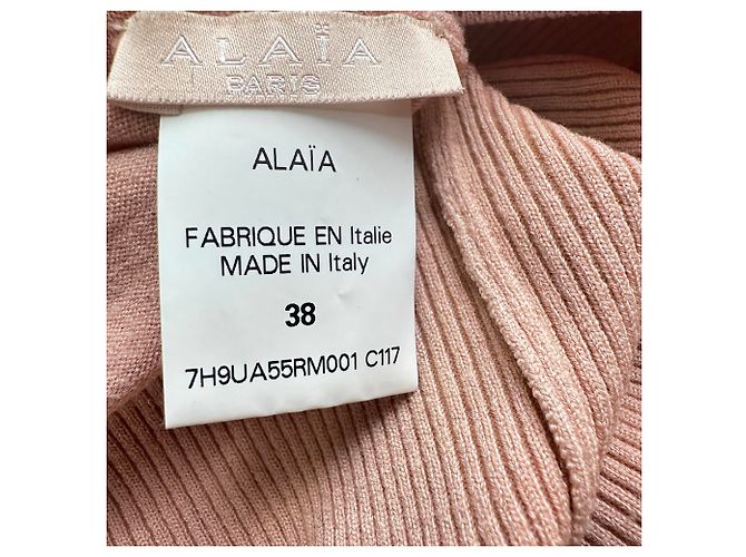 Suéter de gola alta Alaïa em lã rosa - vista 5