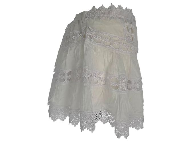 Autre Marque Minifalda de encaje Charo Ruiz en algodón blanco ecru Crudo - vista 2