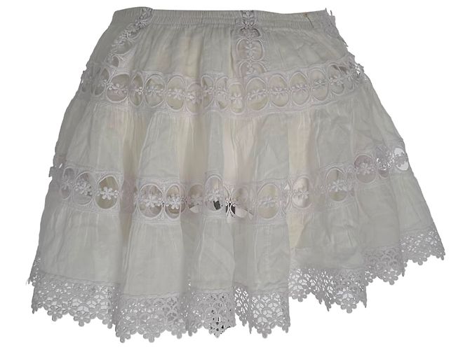 Autre Marque Minifalda de encaje Charo Ruiz en algodón blanco ecru Crudo - vista 3