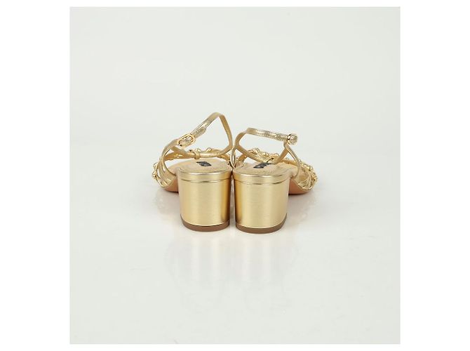 Chanel Sandalen mit CC-Logo-Riemen Größe Golden Metallisch - Ansicht 5