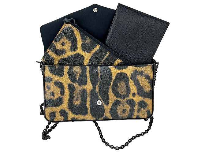 Borsa a tracolla Louis Vuitton Leopard Felicie Marrone - vista 2