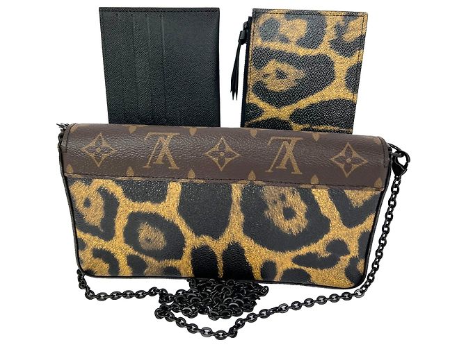 Borsa a tracolla Louis Vuitton Leopard Felicie Marrone - vista 3