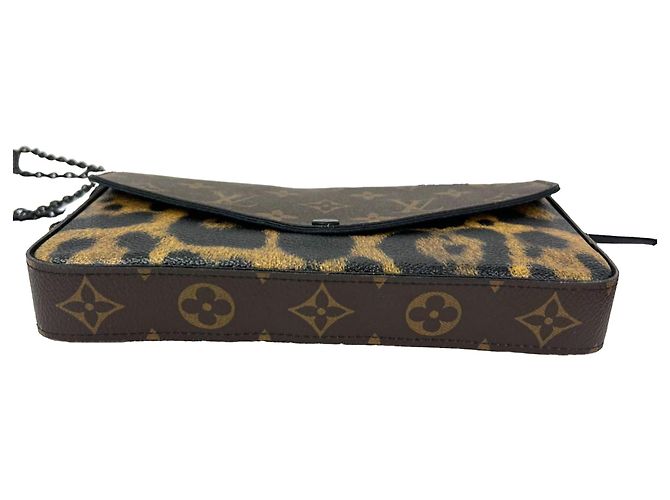 Borsa a tracolla Louis Vuitton Leopard Felicie Marrone - vista 7