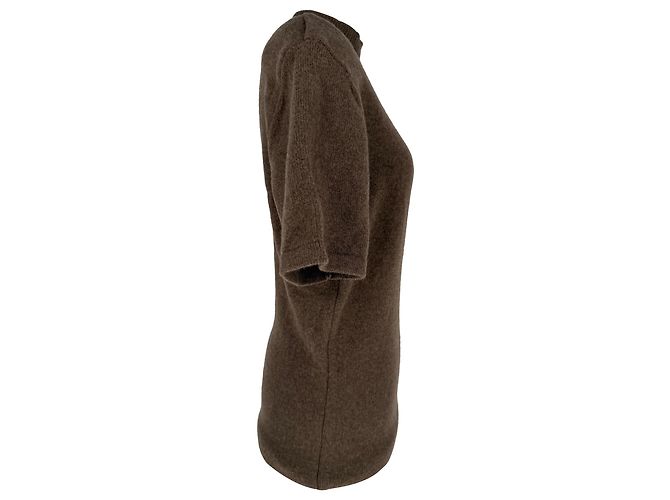 Jacquemus Castagna Rollkragen-Kurzarmpullover aus brauner Merinowolle Rot - Ansicht 3