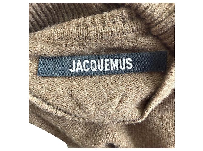 Jacquemus Castagna Rollkragen-Kurzarmpullover aus brauner Merinowolle Rot - Ansicht 8