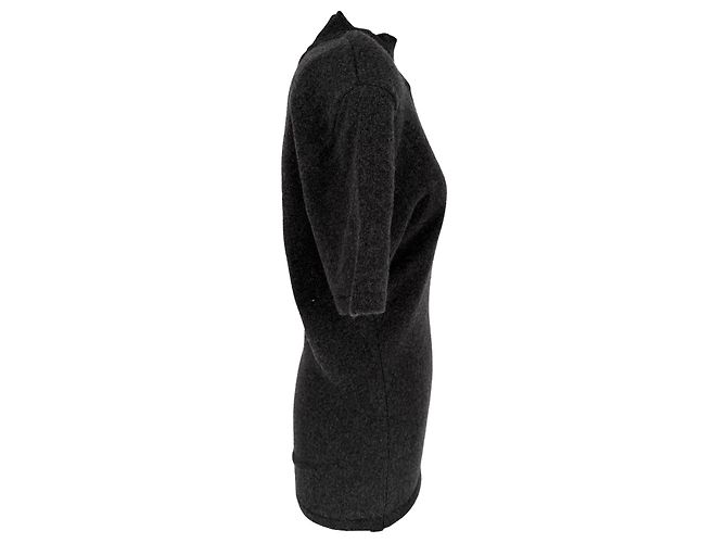 Jacquemus Castagna Rollkragenpullover mit kurzen Ärmeln aus grauer Merinowolle - Ansicht 3