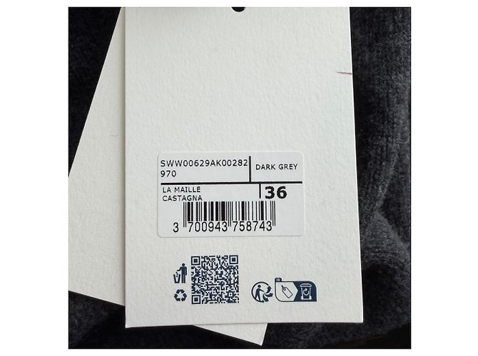 Jacquemus Castagna Rollkragenpullover mit kurzen Ärmeln aus grauer Merinowolle - Ansicht 9