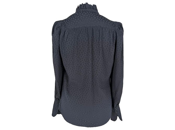 Camicetta Isabel Marant con stampa animalier in seta nera Nero - vista 2