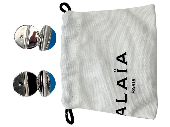 Pendientes Sphere en esmalte azul claro y latón Alaïa - vista 10