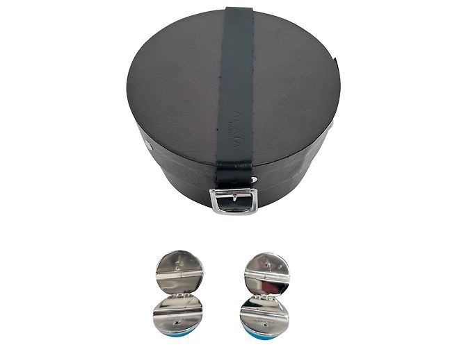 Pendientes Sphere en esmalte azul claro y latón Alaïa - vista 13