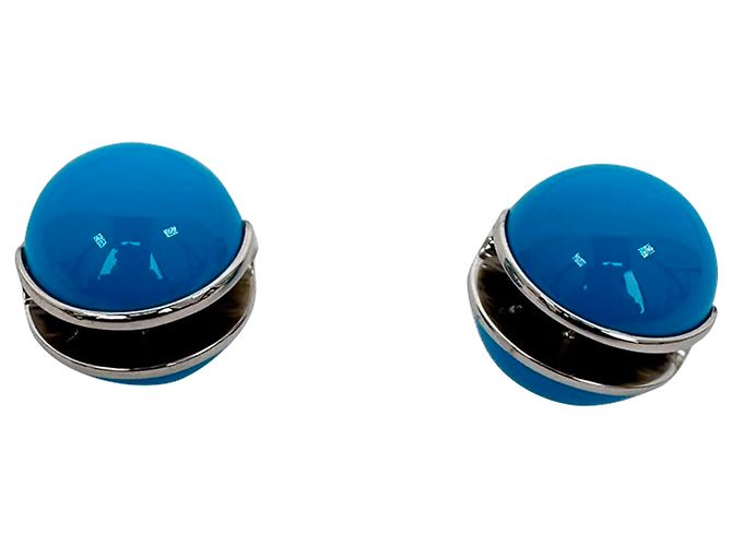 Pendientes Sphere en esmalte azul claro y latón Alaïa - vista 2