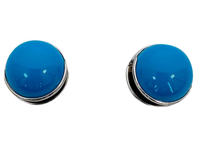 Pendientes Sphere en esmalte azul claro y latón Alaïa - vista 3