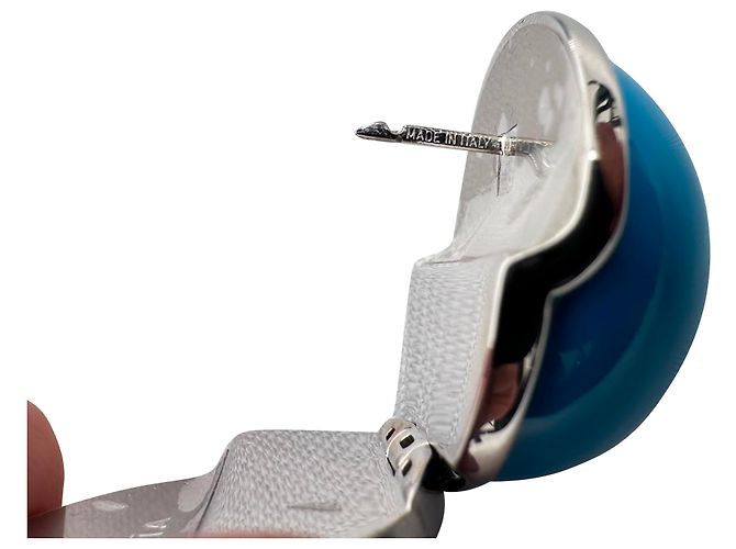 Pendientes Sphere en esmalte azul claro y latón Alaïa - vista 8
