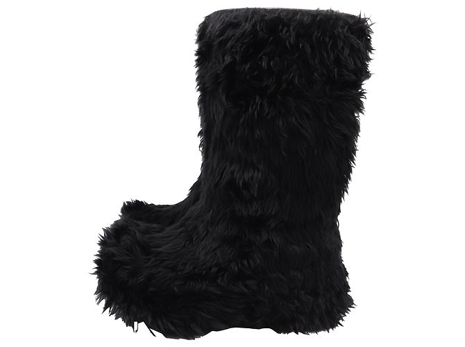 Stivali con platform Balenciaga + Crocs™ in finta pelliccia nera e gomma - vista 4