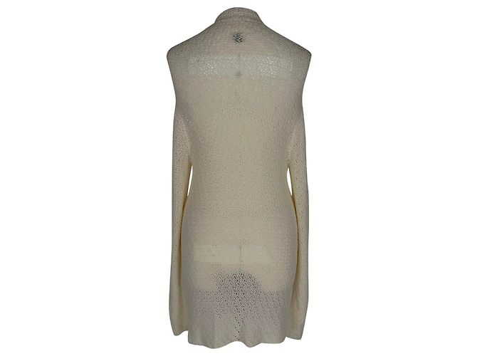 Totême Macrame High-Neck Mini Strickkleid aus weißer Viskose - Ansicht 2