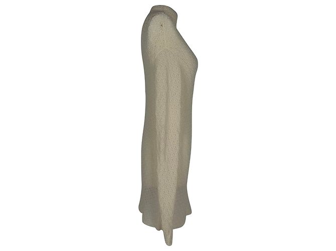 Totême Macrame High-Neck Mini Strickkleid aus weißer Viskose - Ansicht 3
