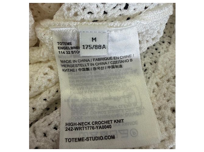Totême Macrame High-Neck Mini Strickkleid aus weißer Viskose - Ansicht 7