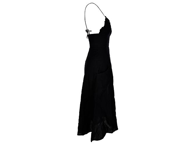 Abito midi senza maniche con scollo a V in lino nero Reformation - vista 3