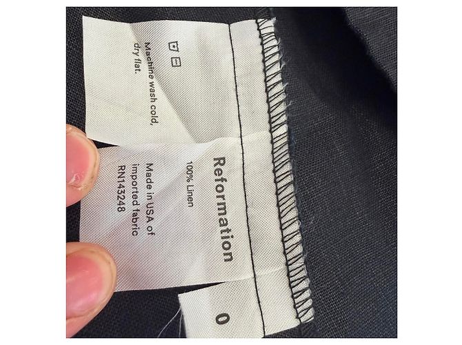 Abito midi senza maniche con scollo a V in lino nero Reformation - vista 4