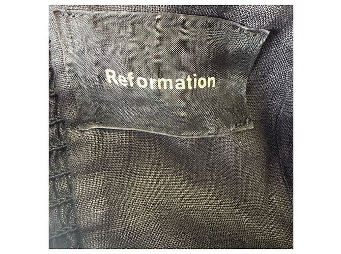 Abito midi senza maniche con scollo a V in lino nero Reformation - vista 5