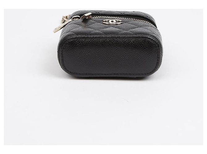 Chanel Mini borsa vanity Handle con catena in caviar nero e finiture dorate - vista 6