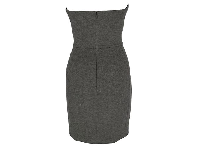 Vestido mini bustier Yves Saint Laurent en algodón gris - vista 4