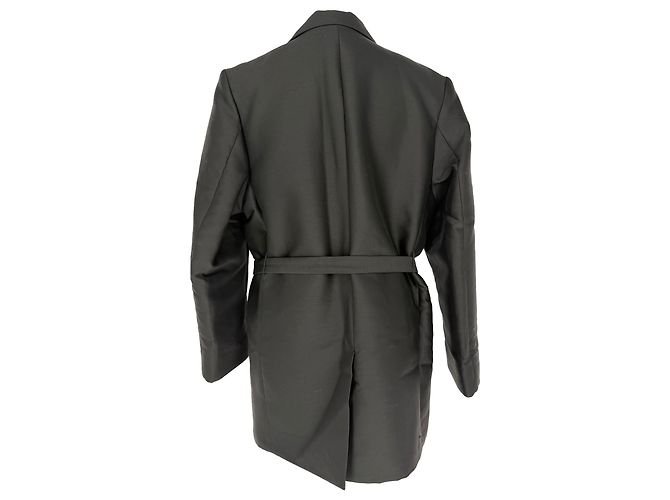 Blazer de noche con cinturón en algodón negro Totême - vista 2