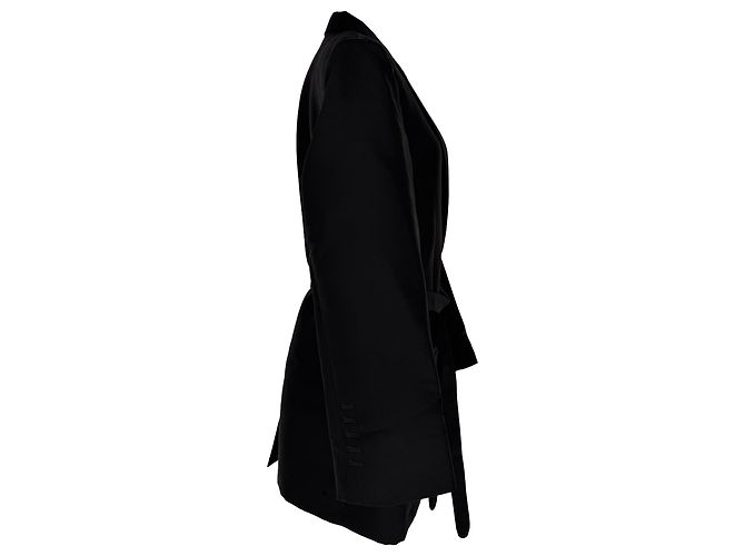 Blazer de noche con cinturón en algodón negro Totême - vista 3
