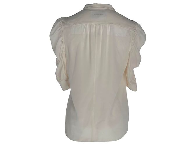 Frame Denim Blusa FRAME Gillian de mangas abullonadas en seda marfil Blanco Crudo - vista 3